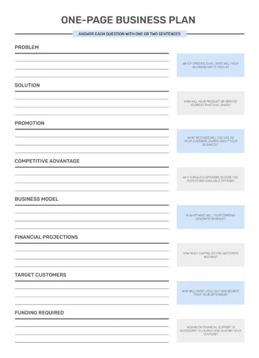 1 Page Business Plan Free Google Docs Template