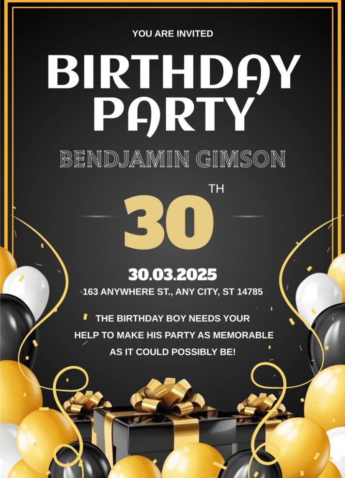 30th Birthday Flyer Free Google Docs Template