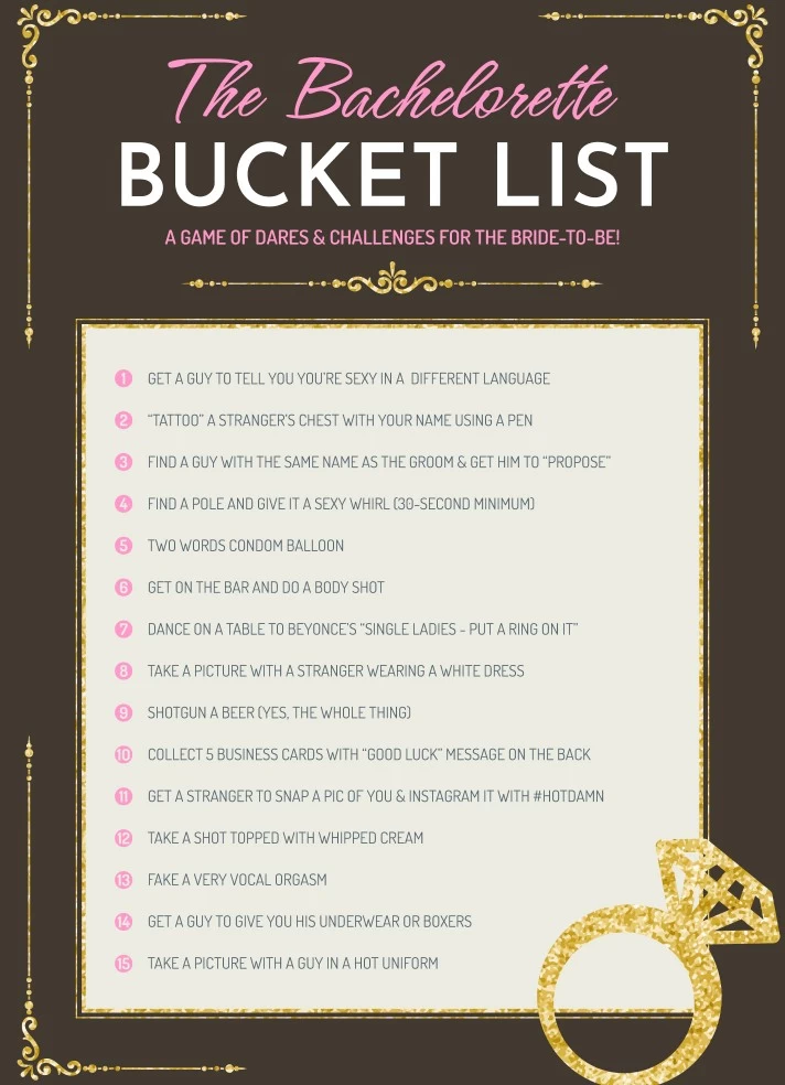 Bachelorette Bucket List Free Google Docs Template