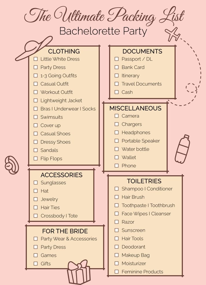 Bachelorette Packing List Free Google Docs Template