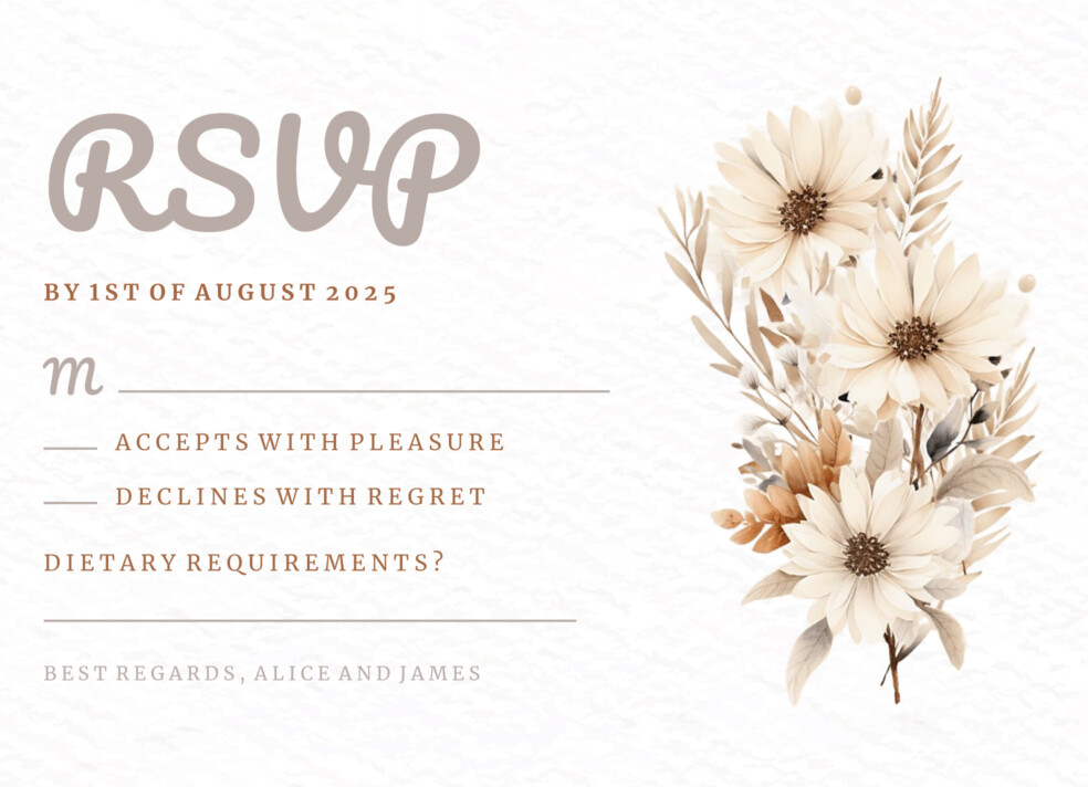 Boho Wedding RSVP Free Google Docs Template