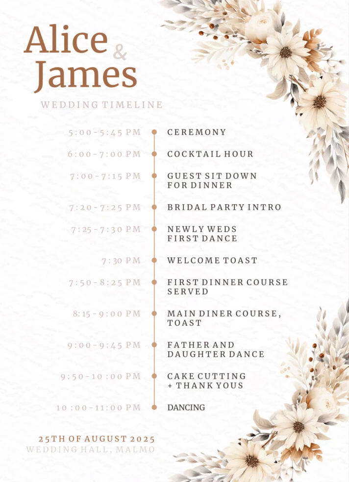 Boho Wedding Timeline Free Google Docs Template