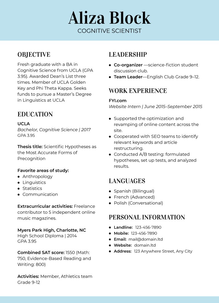 Scholarship Resume Template :: How to Write a Scholarship Resume