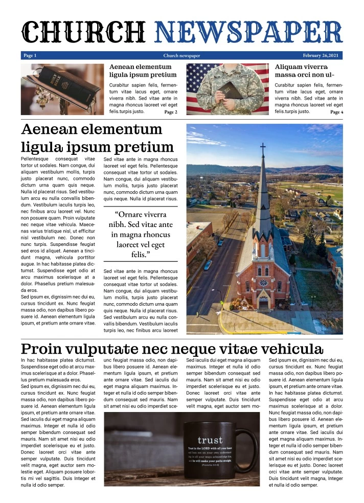 Church Newspaper Free Google Docs Template