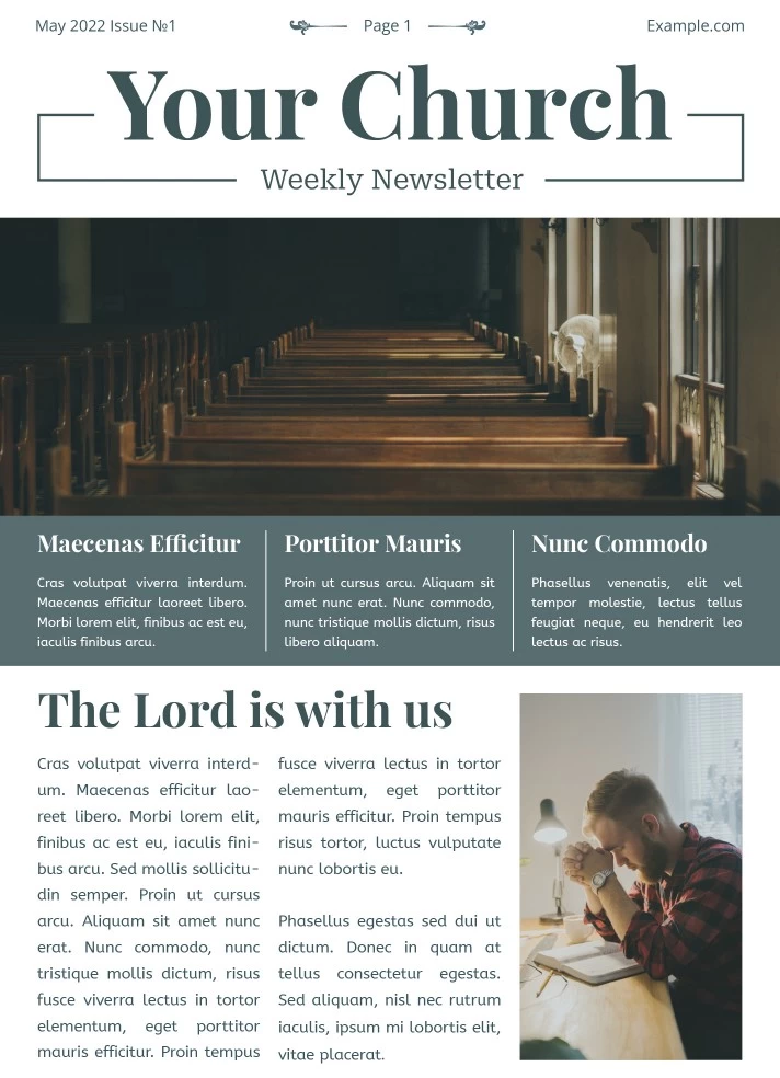 Church Newsletter Free Google Docs Template