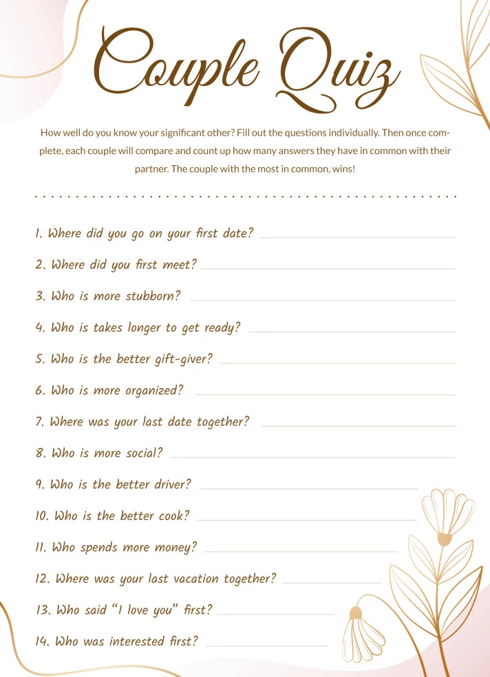 Couple Quiz Free Google Docs Template