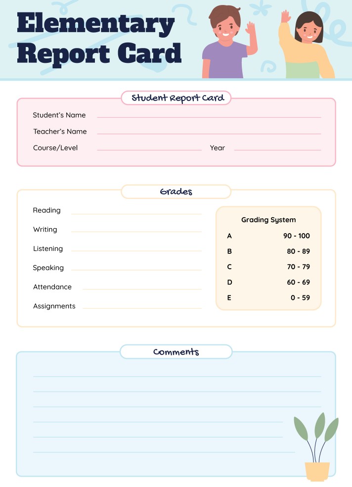 Elementary Report Card Free Google Docs Template
