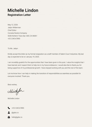 resignation letter