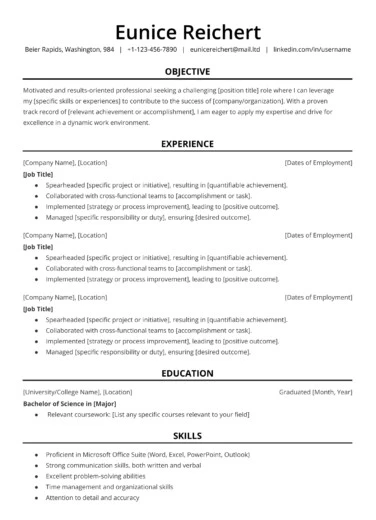 Entry Level Resume Free Google Docs Template