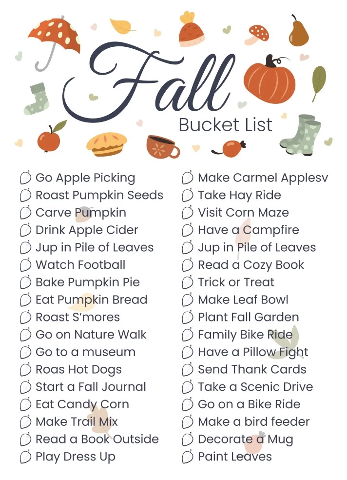 Fall Bucket List Free Google Docs Template