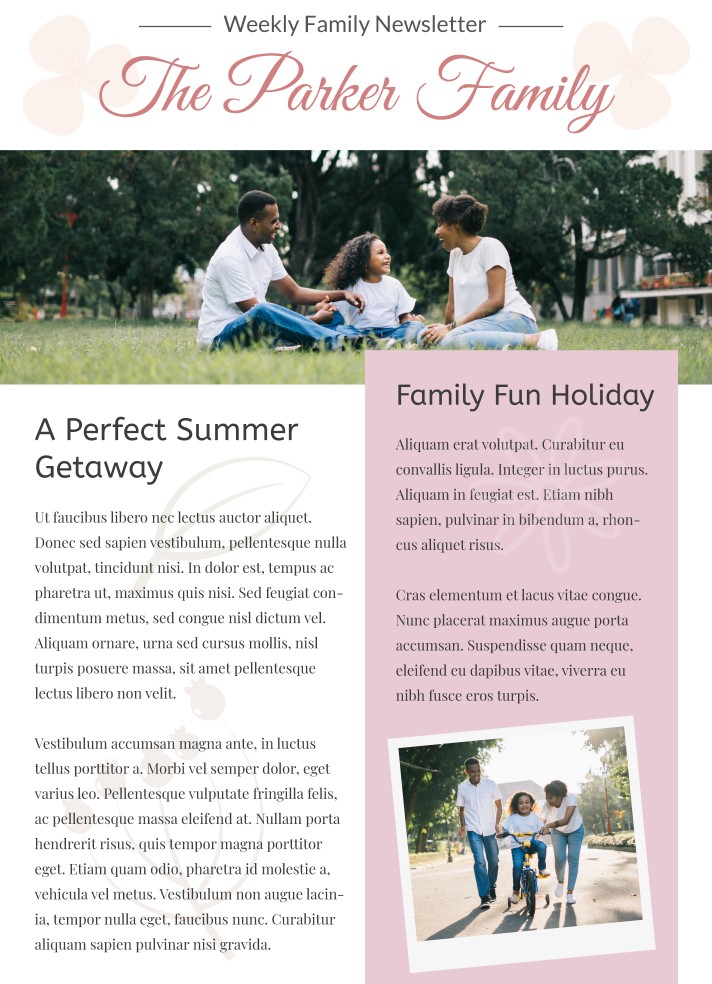 Elegant Family Newsletter Free Google Docs Template