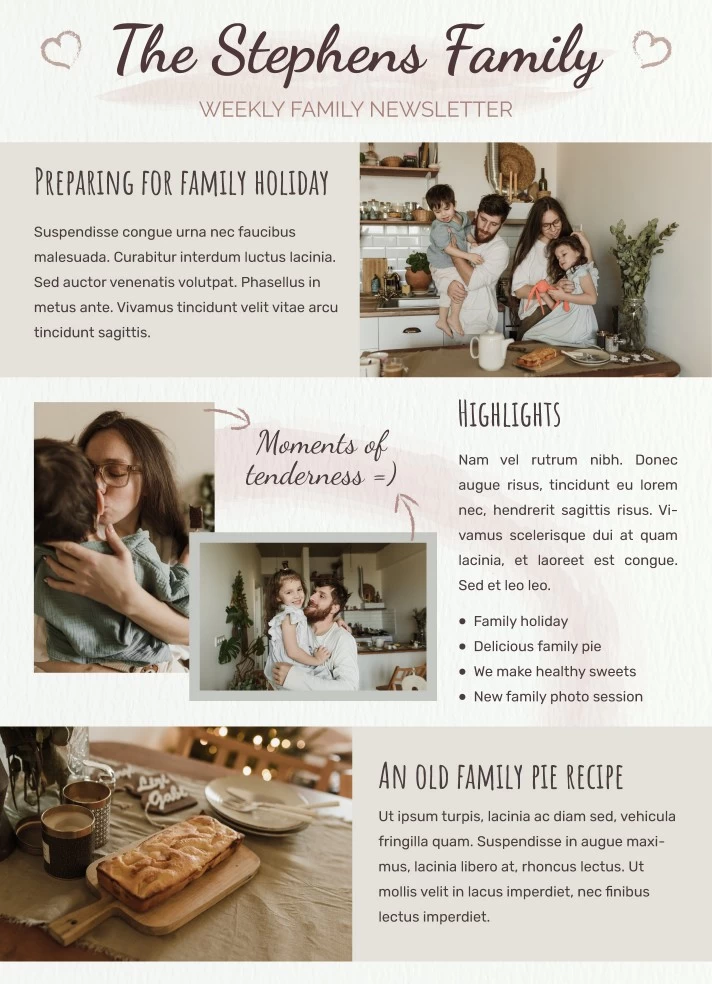 Family Newsletter Free Google Docs Template