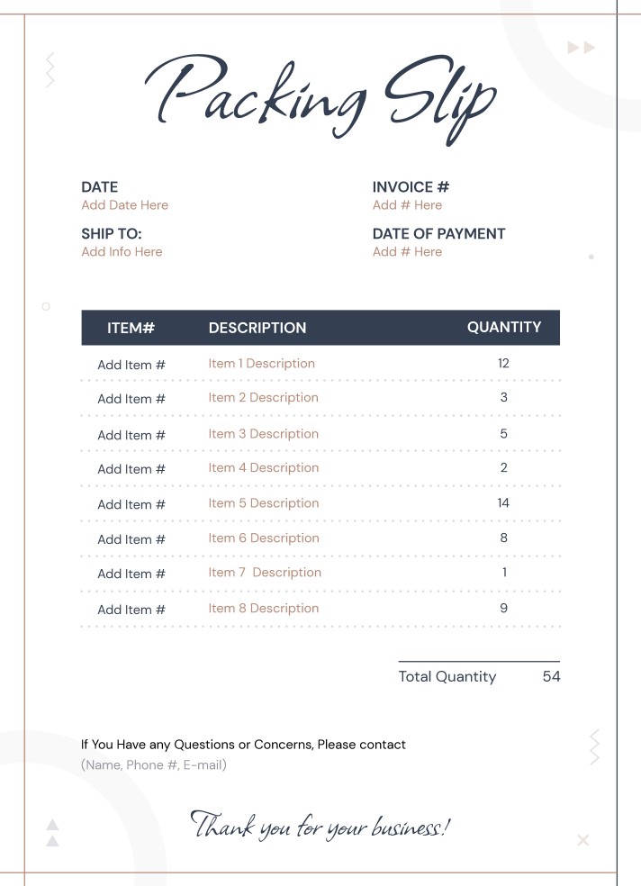 Fillable Packing Slip Free Google Docs Template