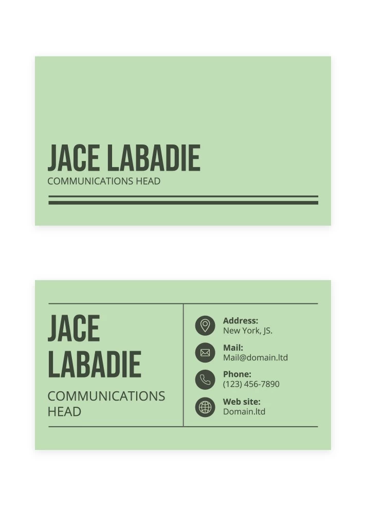 Green Business Card Free Google Docs Template