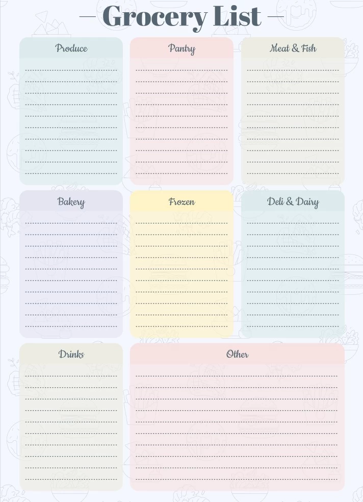Healthy Grocery List Free Google Docs Template