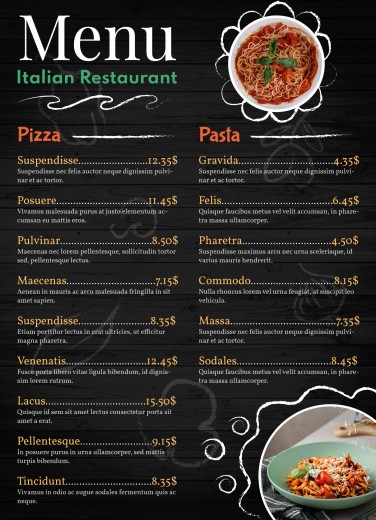 blank italian menu template