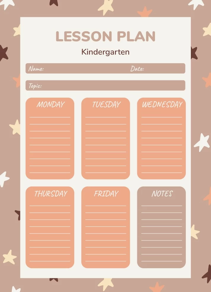 Kindergarten Weekly Lesson Plan Free Google Docs Template