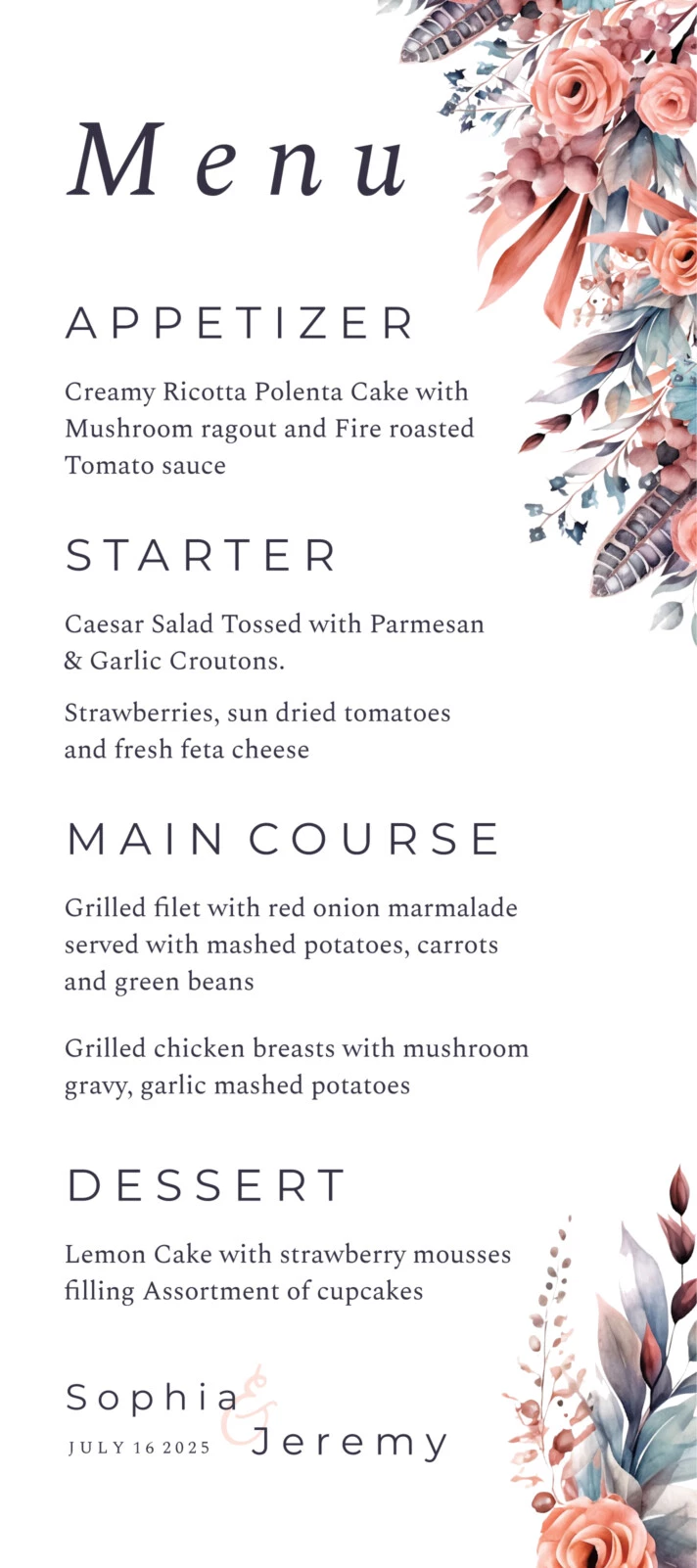 Modern Wedding Menu Free Google Docs Template