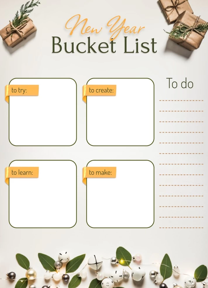New Year Bucket List Free Google Docs Template