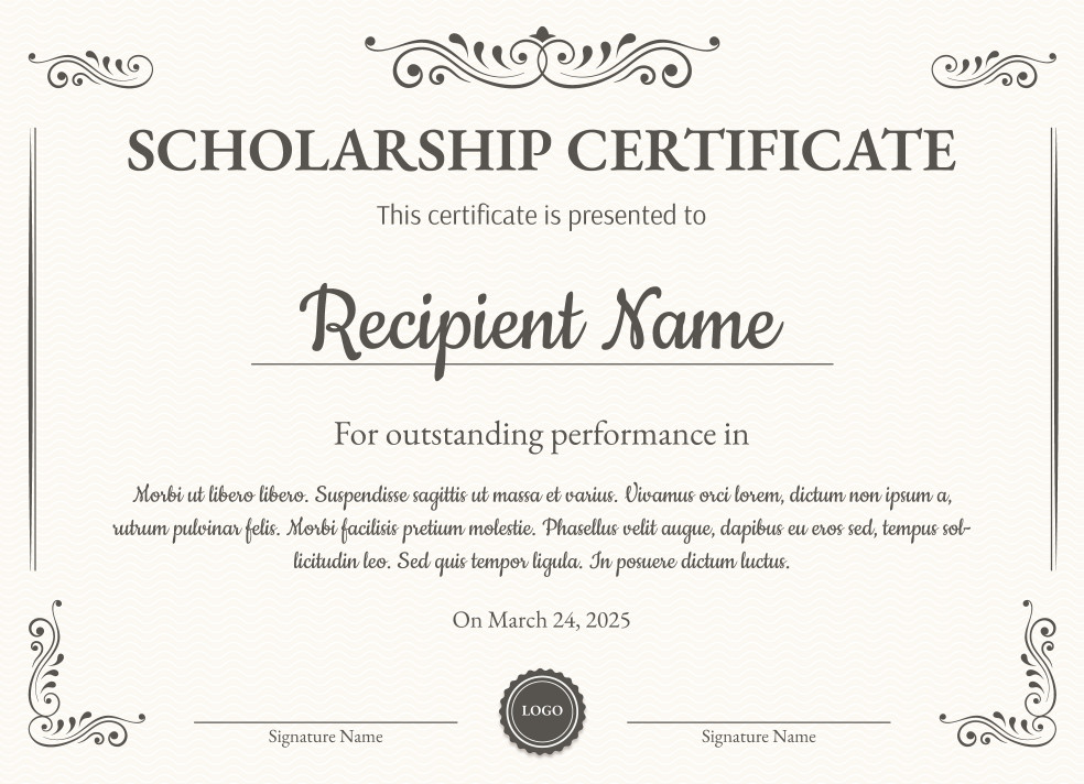 Scholarship Certificate Free Google Docs Template
