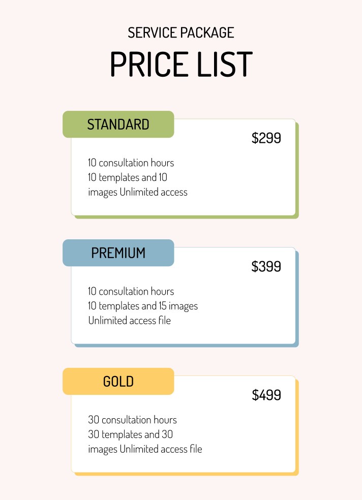 Service Price List Free Google Docs Template
