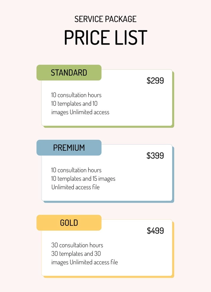 Service Price List Free Google Docs Template