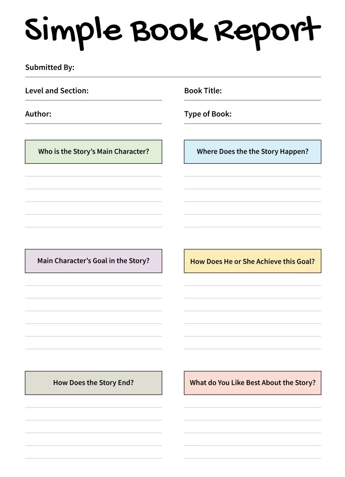 Simple Book Report Free Google Docs Template