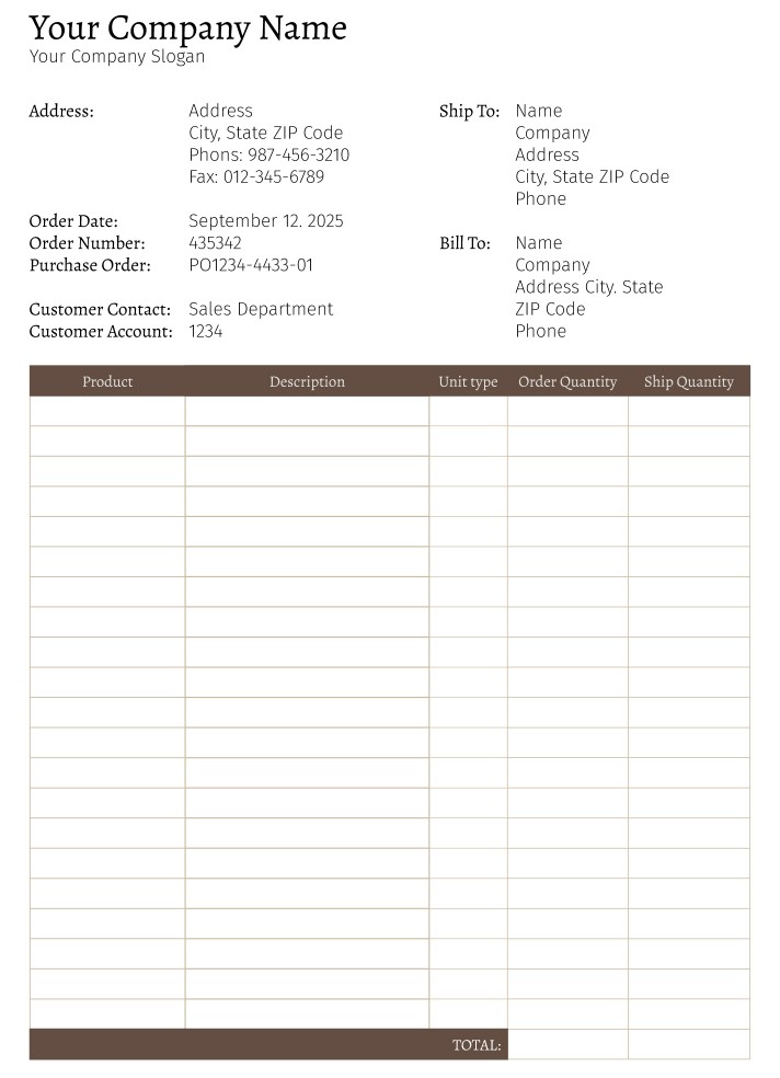 Simple Packing Slip Free Google Docs Template