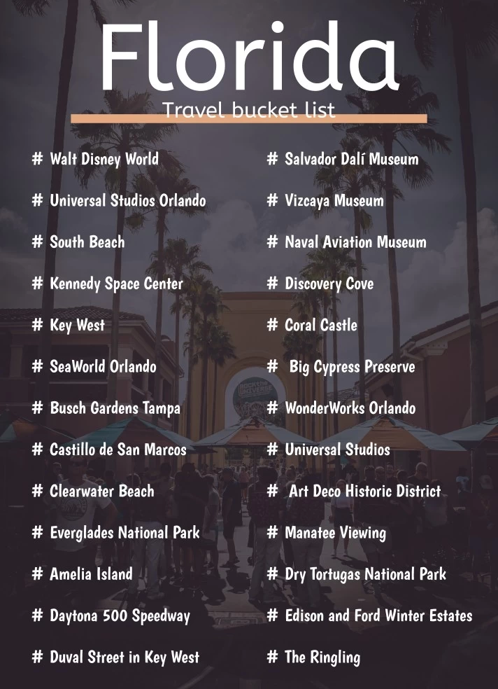 Florida Travel Bucket List Free Google Docs Template