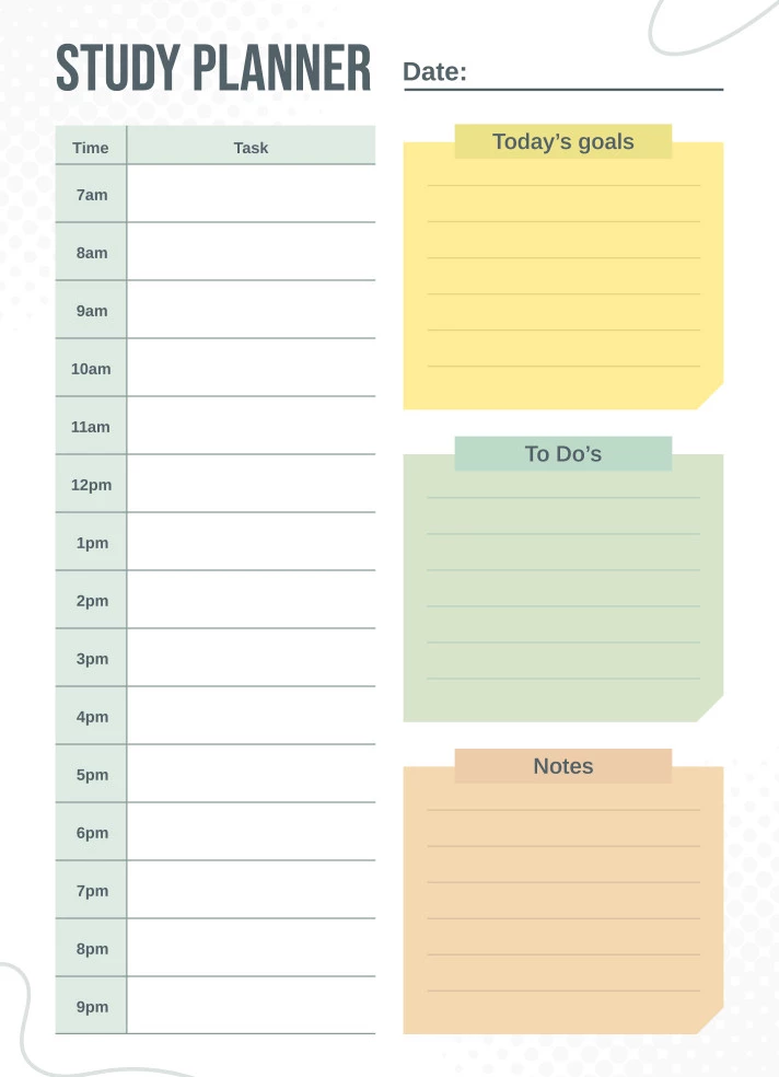 Study Planner Free Google Docs Template
