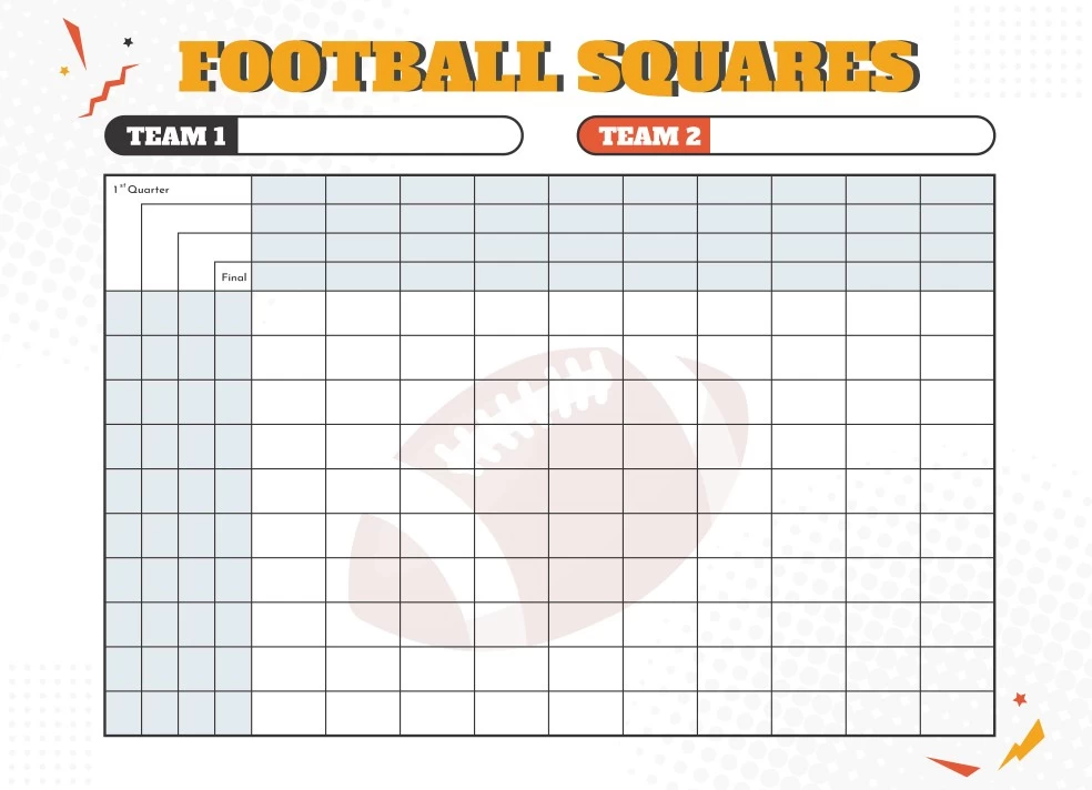 Super Bowl Football Squares Free Google Docs Template