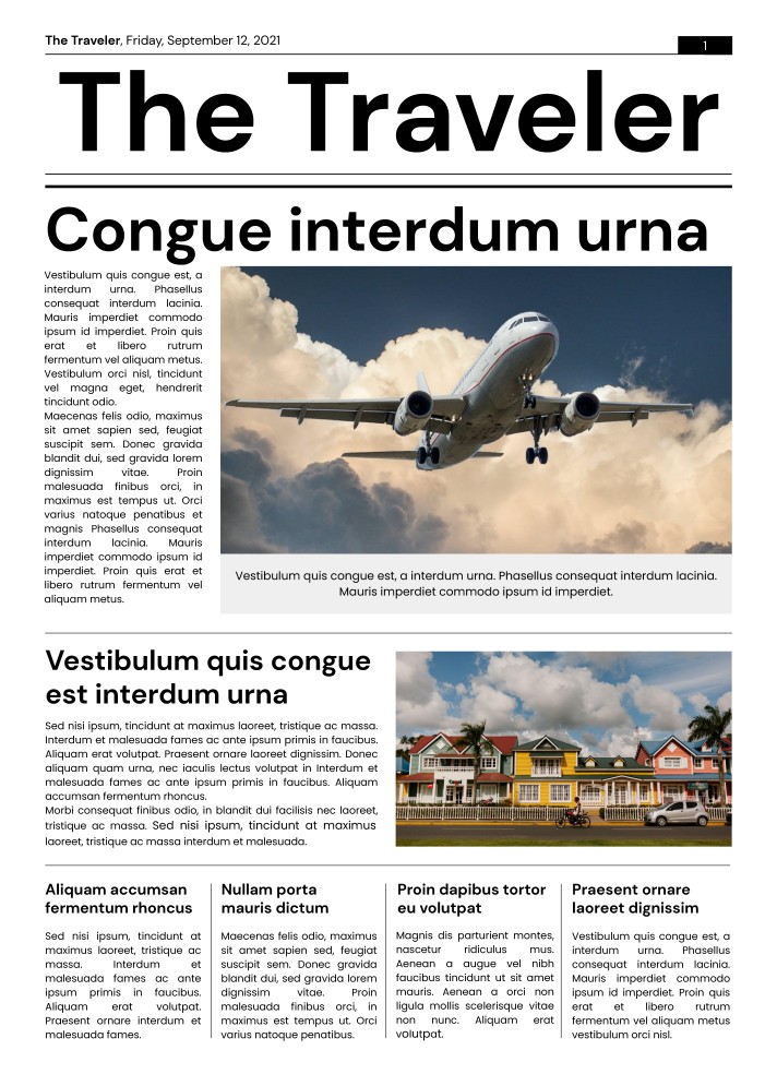 Tourism Newspaper Free Google Docs Template