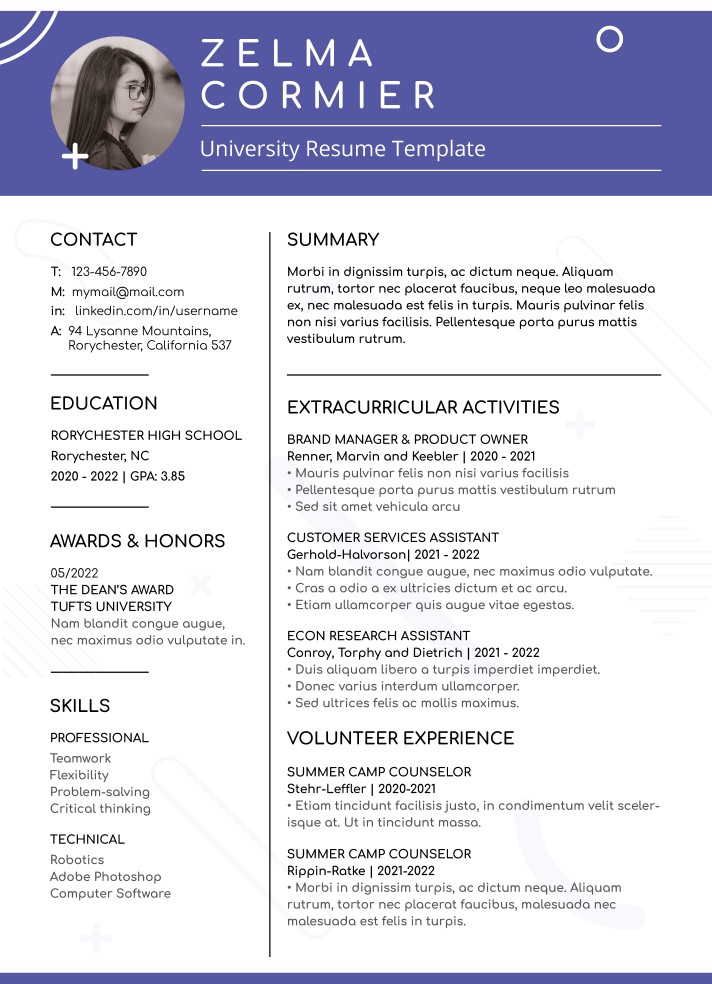 University Resume Free Google Docs Template