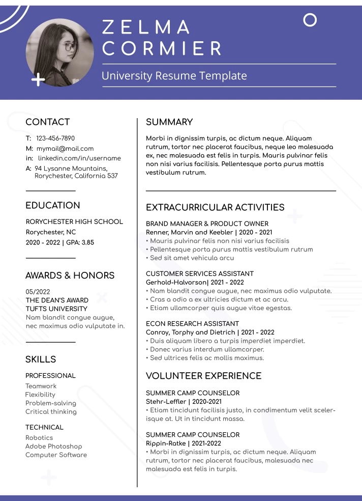 University Resume Free Google Docs Template