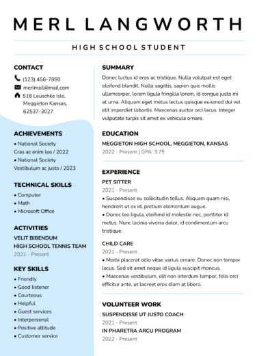 University Student Resume Free Google Docs Template
