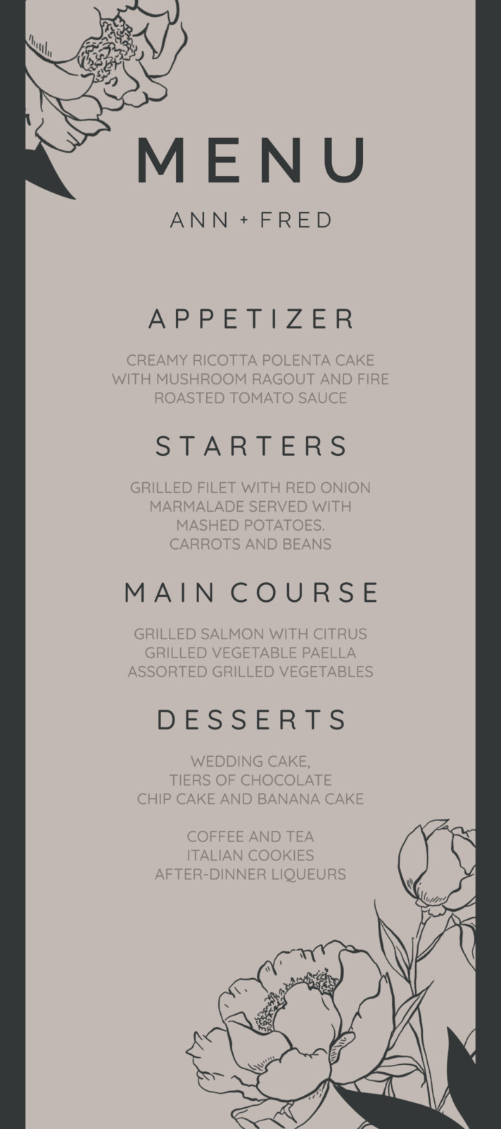 Vintage Wedding Menu Free Google Docs Template