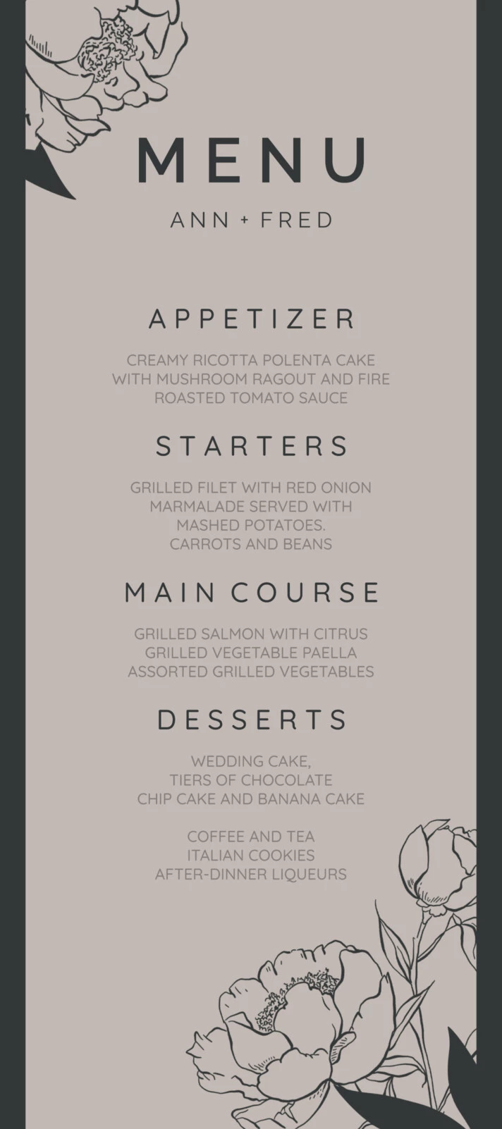 Vintage Wedding Menu Free Google Docs Template