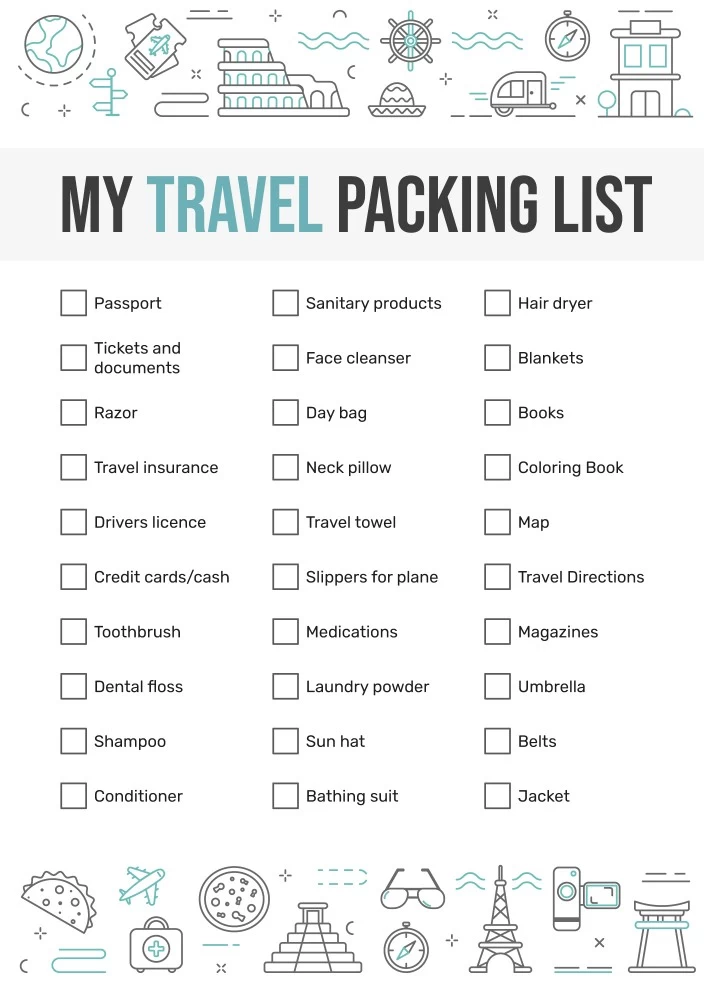 Voyage Packing List Free Google Docs Template
