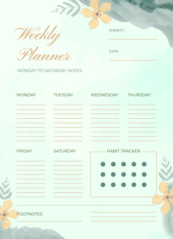 Weekly Goal Planner Free Google Docs Template