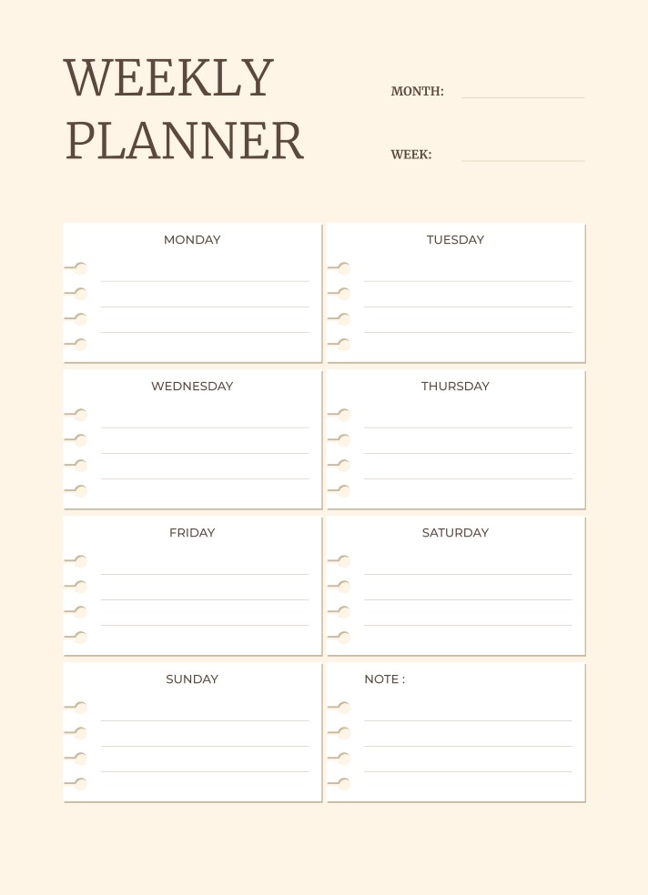 Cute Aesthetic Weekly Planner Free Google Docs Template