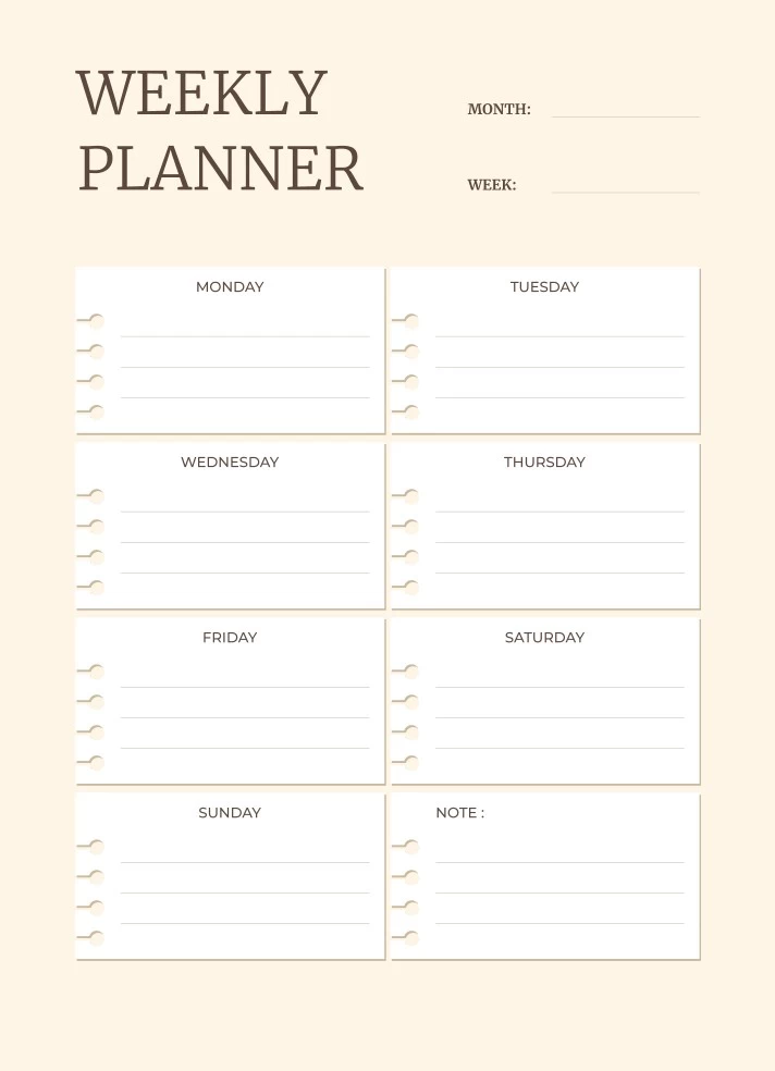Cute Aesthetic Weekly Planner Free Google Docs Template