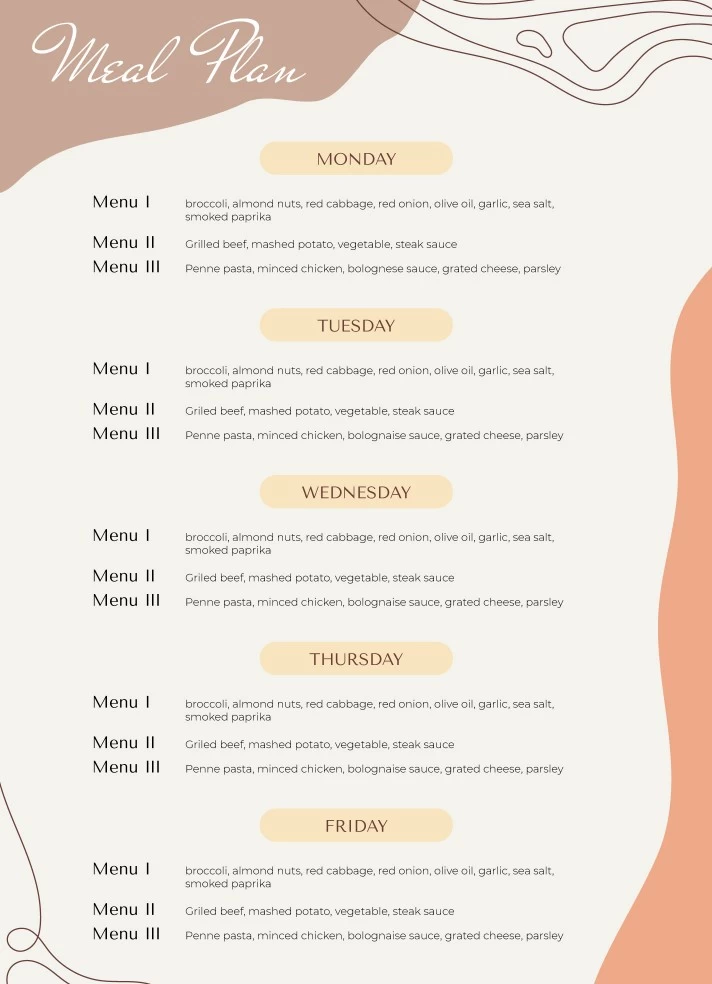 Weekly Meal Planner With Grocery List Free Google Docs Template