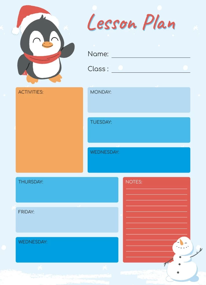 Winter Preschool Lesson Plan Free Google Docs Template