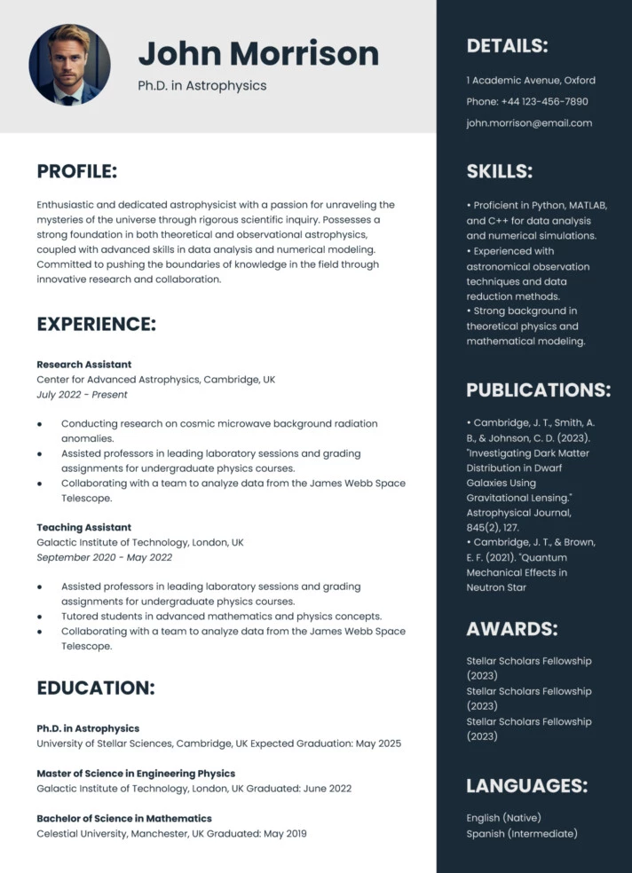 Academic Resume Free Google Docs Template