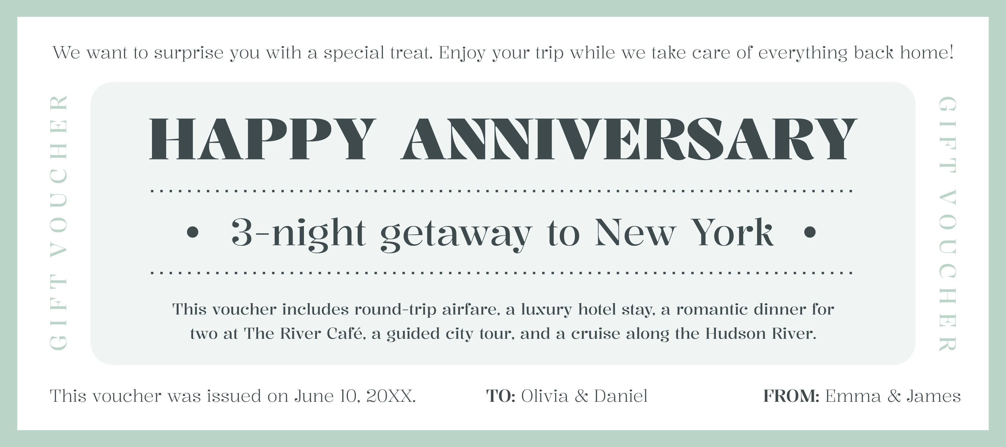Anniversary Gift Certificate Free Google Docs Template