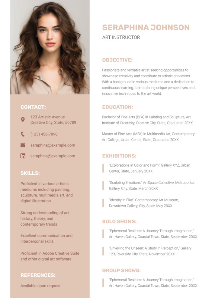 Artist CV Free Google Docs Template