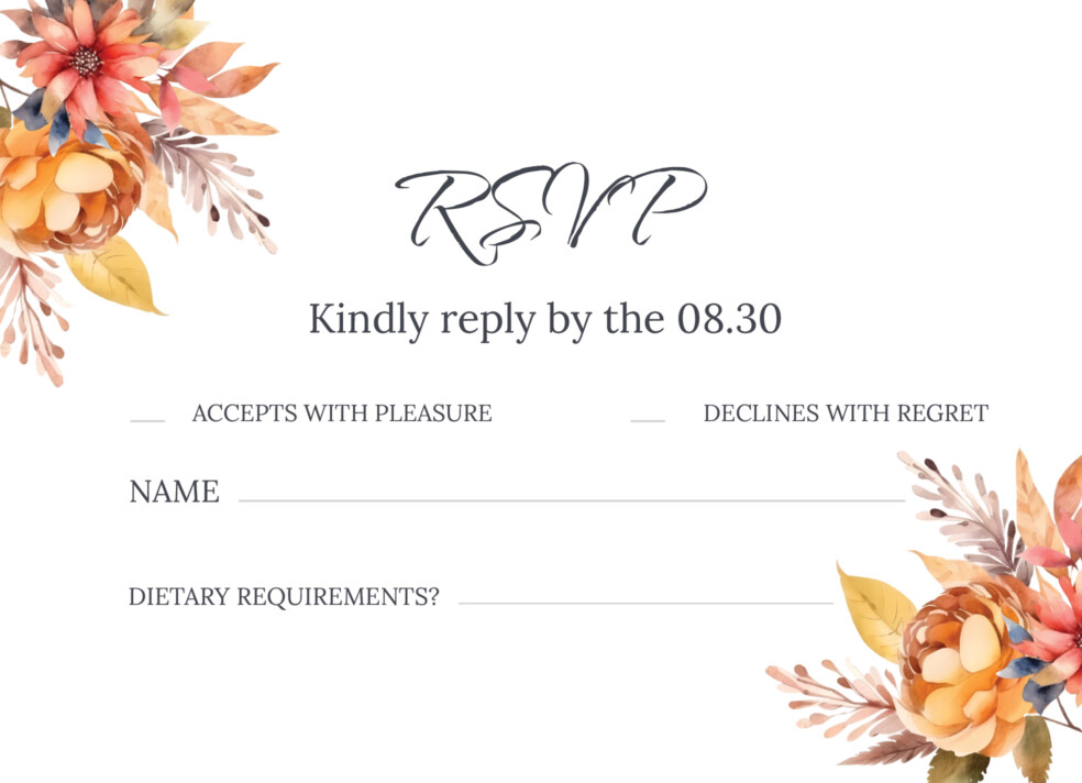 Autumn Wedding RSVP Free Google Docs Template
