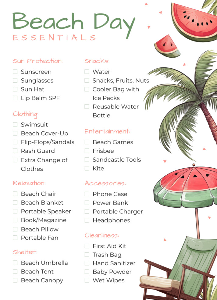 Beach day essentials list best sale