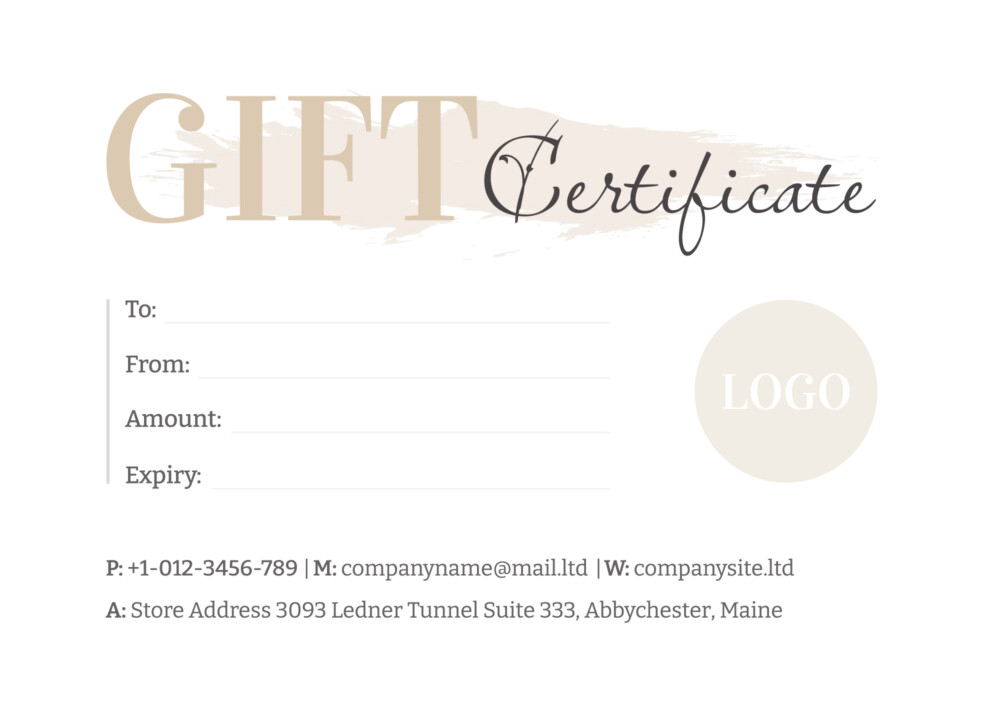 Beige Minimal Gift Certificate Free Google Docs Template