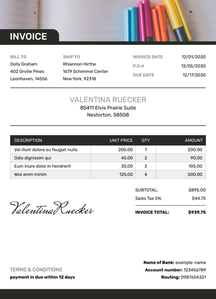 Bill Invoice Free Google Docs Template